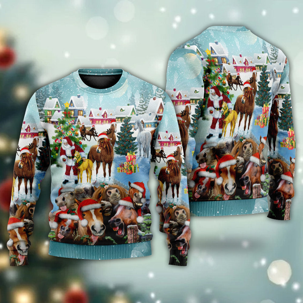Horse Loves Christmas Happy Style – Sweater - Ugly Christmas Sweater