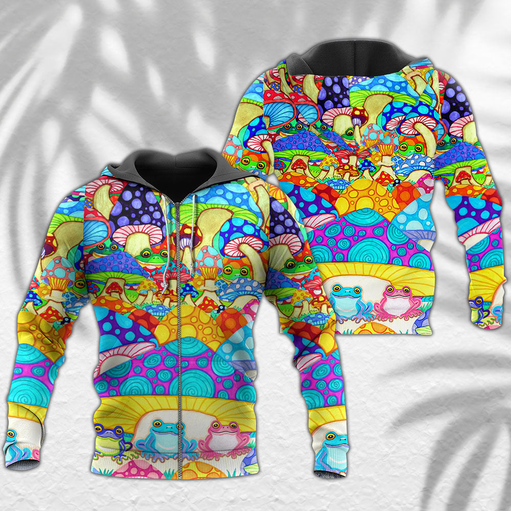 Hippie Frog Mushroom Peace Art - 3D Hoodie