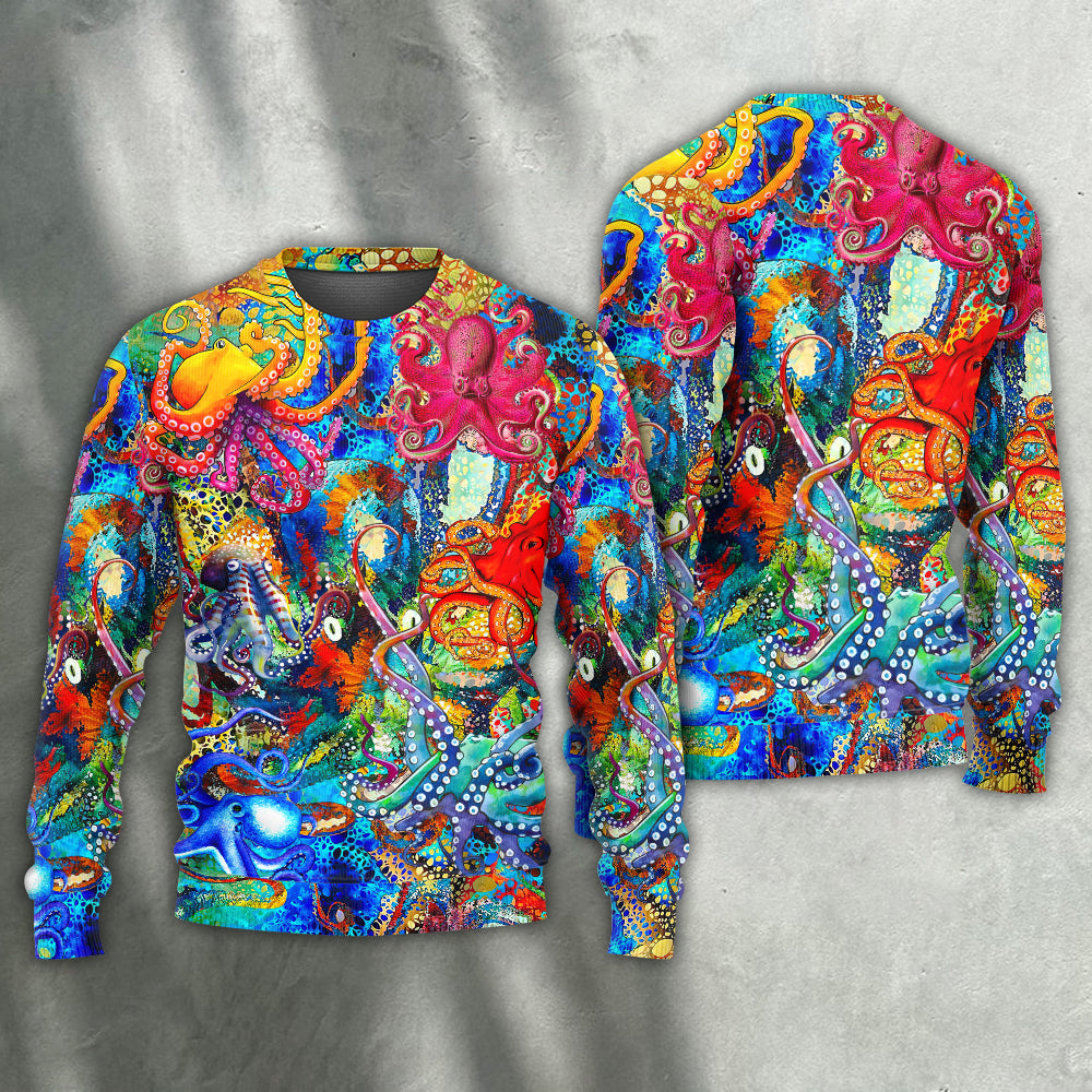 Octopus Lover Colorful Art Style – Sweater - Ugly Christmas Sweater