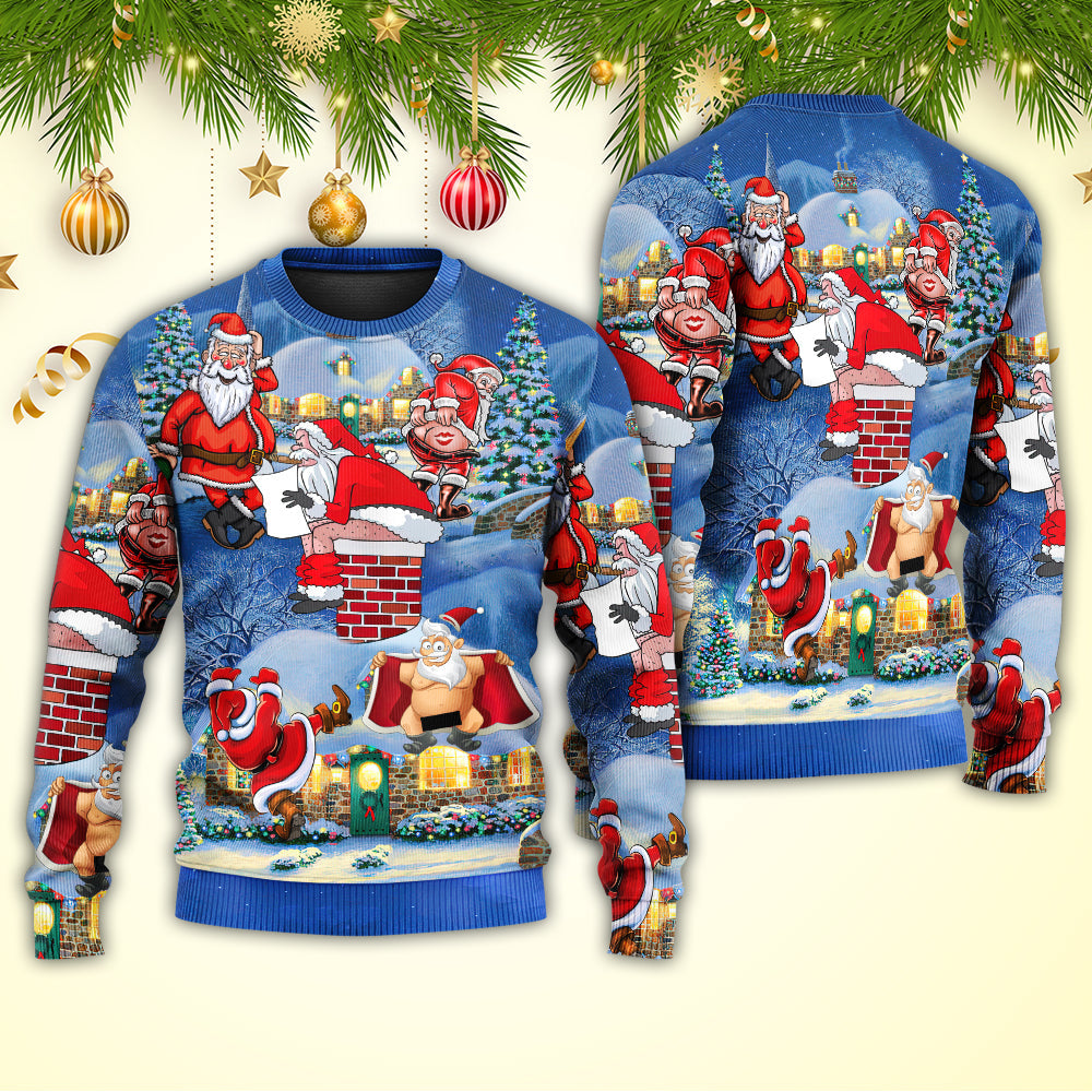 Christmas Rebellious Santa Fun Art – Sweater - Ugly Christmas Sweater