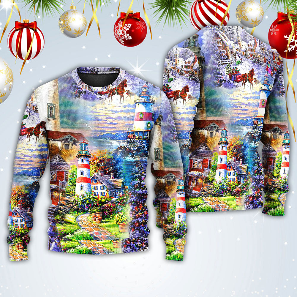 Lighthouse Christmas Santa Be A Light – Sweater - Ugly Christmas Sweater