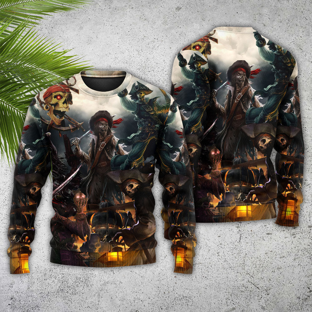 Skull Fantasy Ghost Pirate Art Style – Sweater - Ugly Christmas Sweater