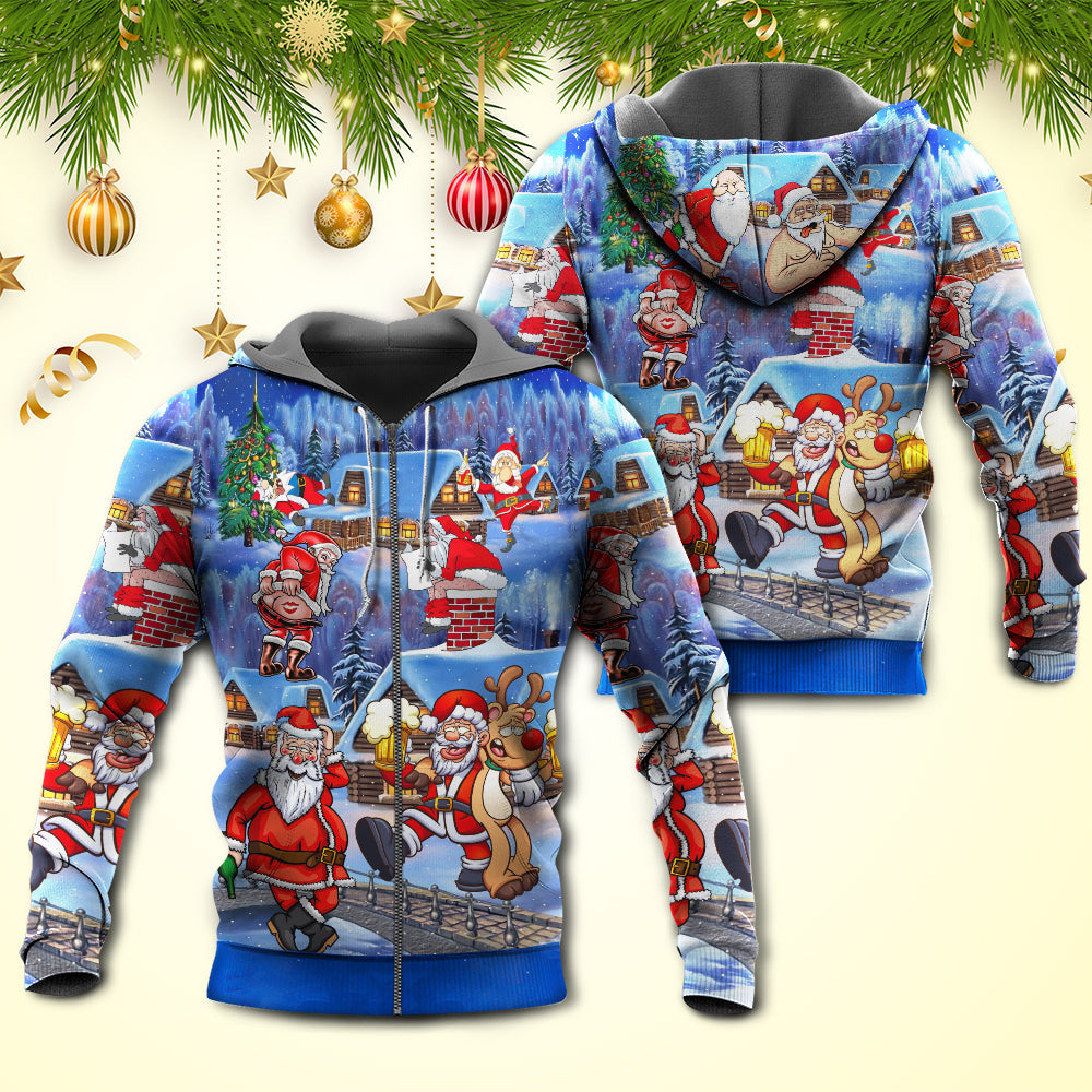 Christmas Santa Beer Happy Xmas - Hoodie