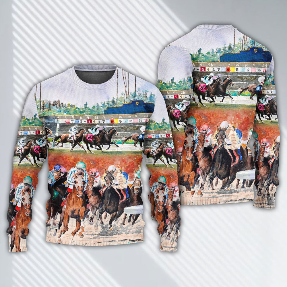 Horse Racing Wild Power Style – Sweater - Ugly Christmas Sweater