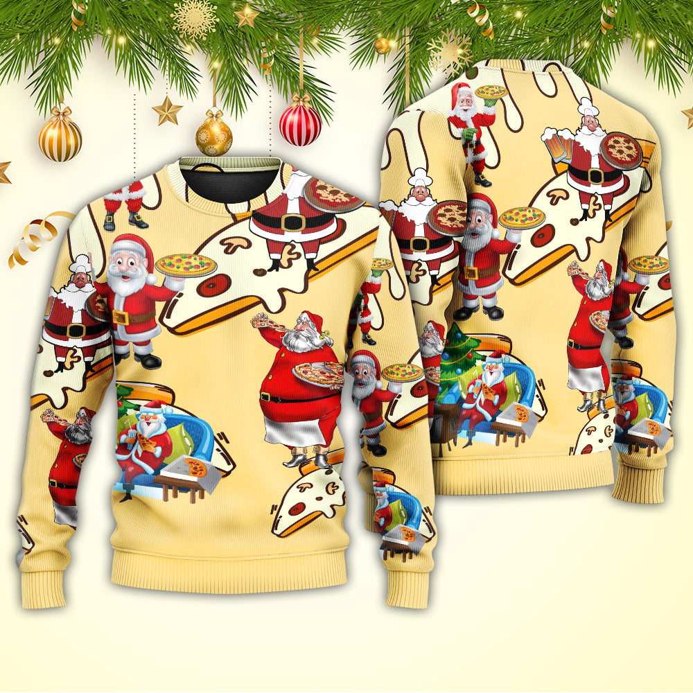 Christmas Santa Eating Pizza Fun – Sweater - Ugly Christmas Sweater