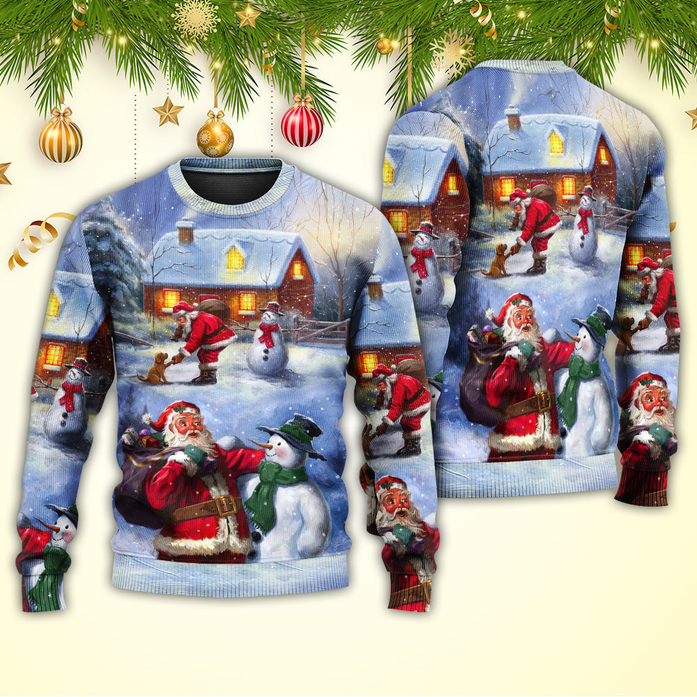 Christmas Santa Love Snowman Village – Sweater - Ugly Christmas Sweater