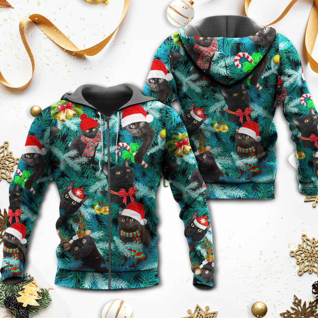 Christmas Black Cat Jolly Mood - 3D Hoodie