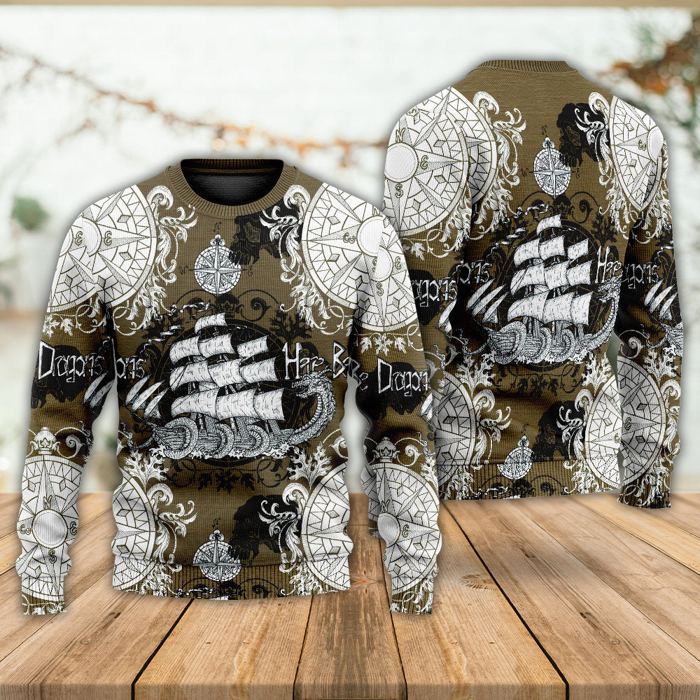 Dragon Old Ship Vintage Anchor Art – Sweater - Ugly Christmas Sweater