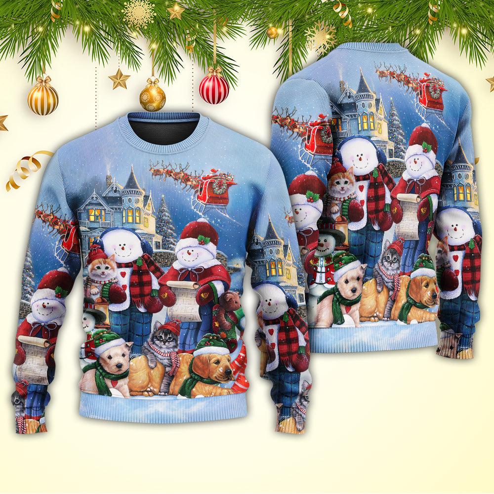 Christmas Family Snowman Love Happy Xmas – Sweater - Ugly Christmas Sweater