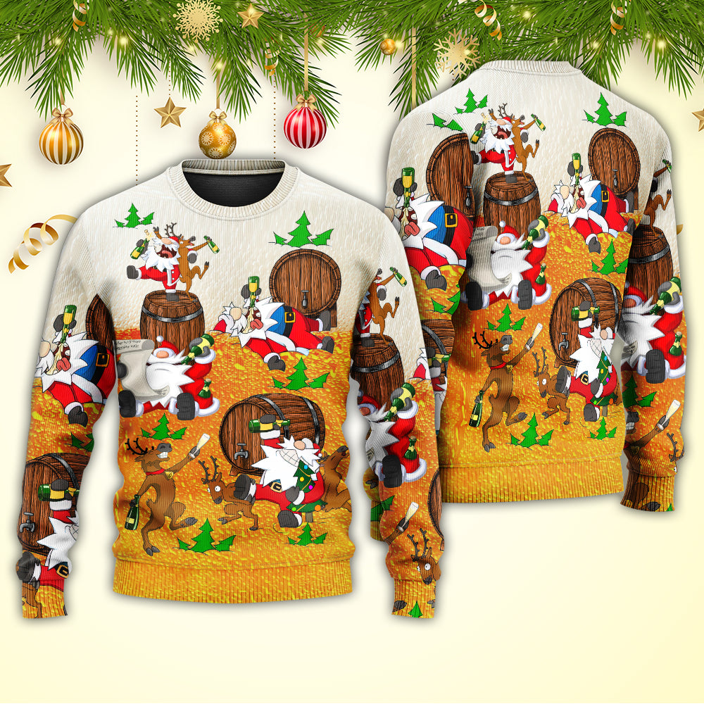 Christmas Santa Drunk Beer Funny Happy Holiday Style – Sweater - Ugly Christmas Sweater