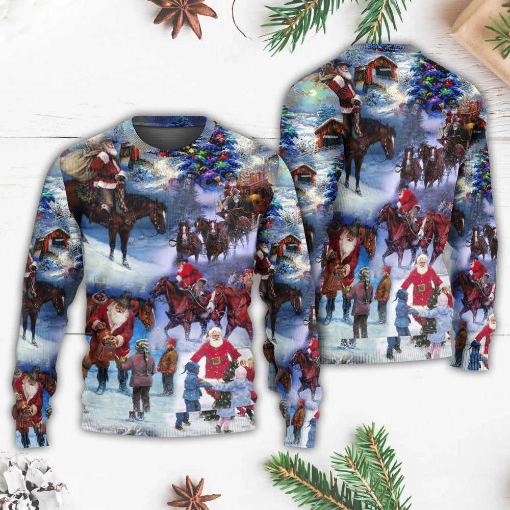 Christmas Santa Cowboy Love Children – Sweater - Ugly Christmas Sweater