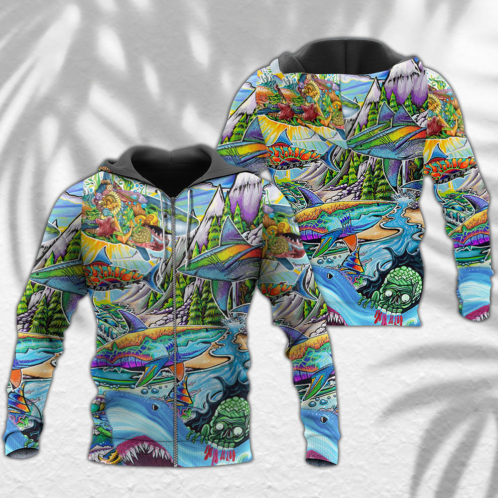 Hippie Shark Colorful Peace - 3D Hoodie