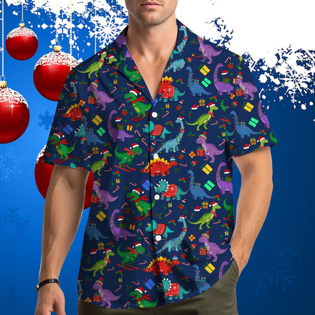 Christmas Dinosaur Funny Dino Holiday Party 2 – Hawaiian Shirt