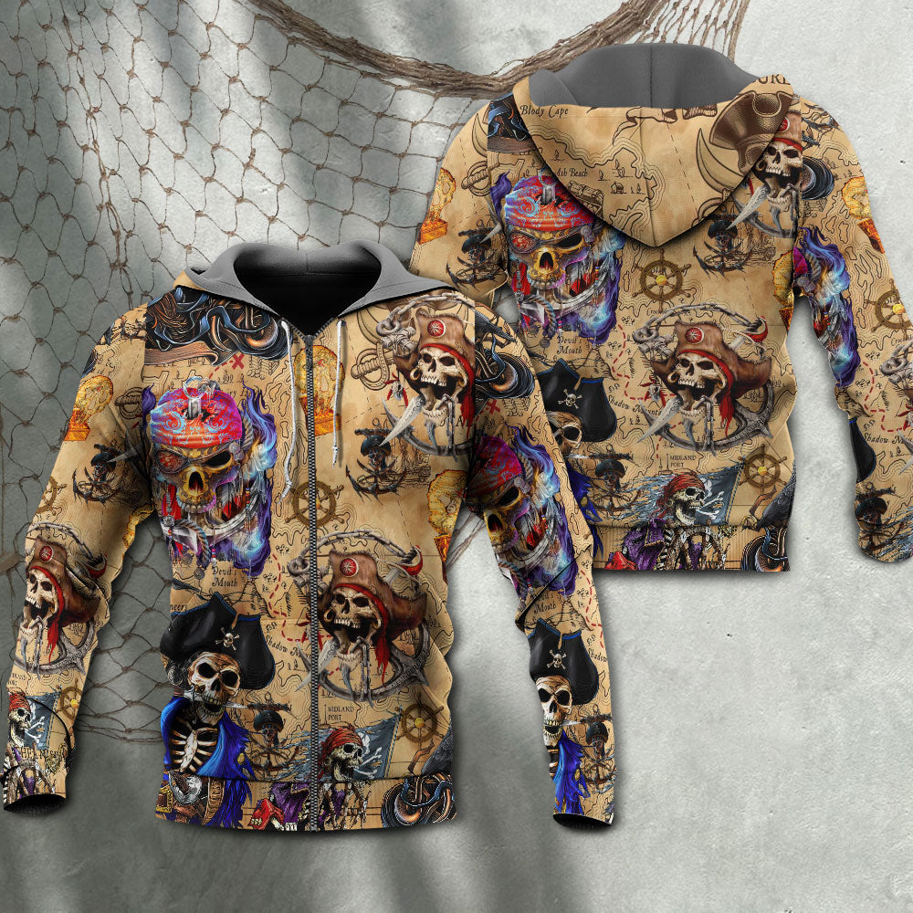 Pirate Skull Treasure Map - 3D Hoodie