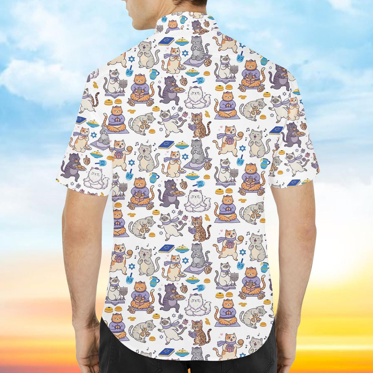 Hanukkah Cat Menorah Dreidel Jewish Holiday 1 – Hawaiian Shirt