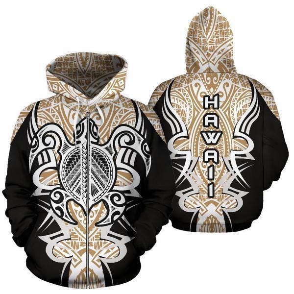 Hawaii Turtle Tribal Gold Armor Art - 3D Hoodie