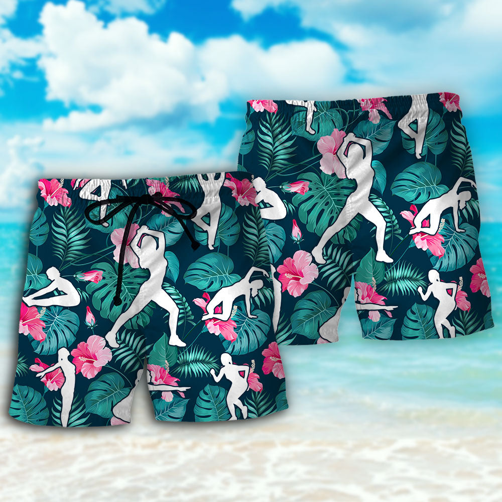 Aerobics Tropical Floral Fitness Art – Beach Short