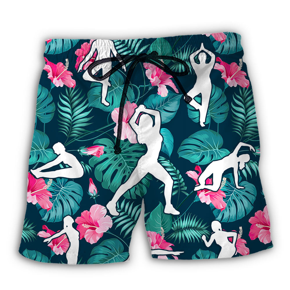 Aerobics Tropical Floral Fitness Art – Beach Short