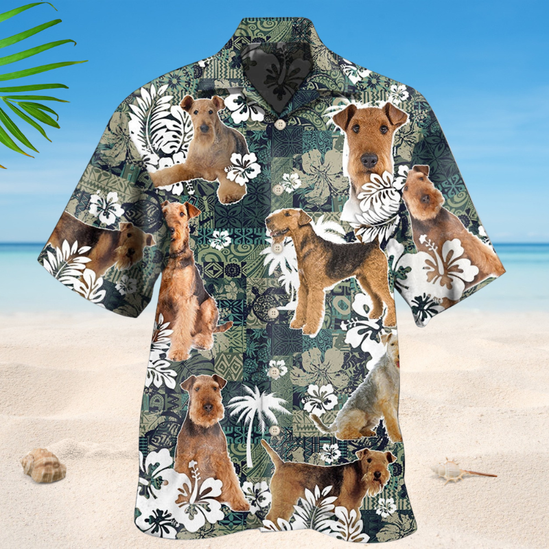 Airedale Terrier Tropical Dog Lover Style – Hawaiian Shirt