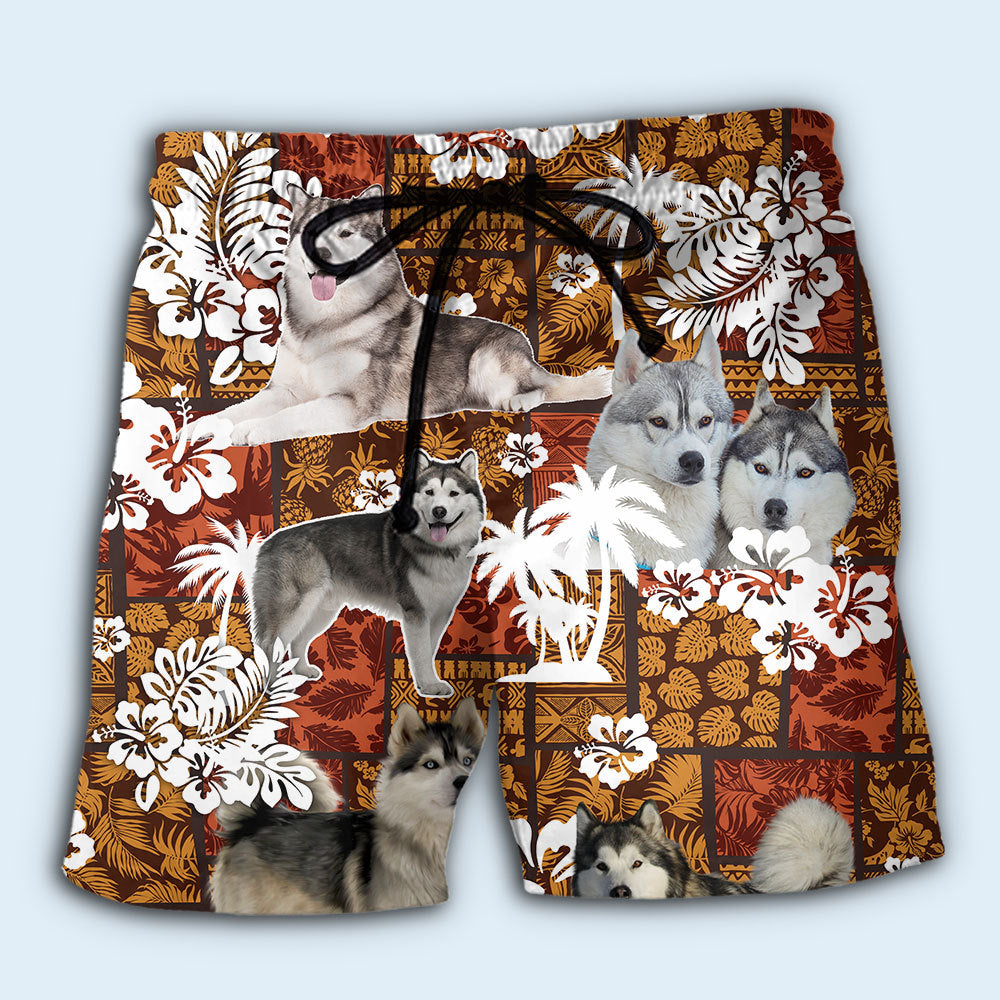 Alaskan Malamute Tropical Vibe – Beach Short
