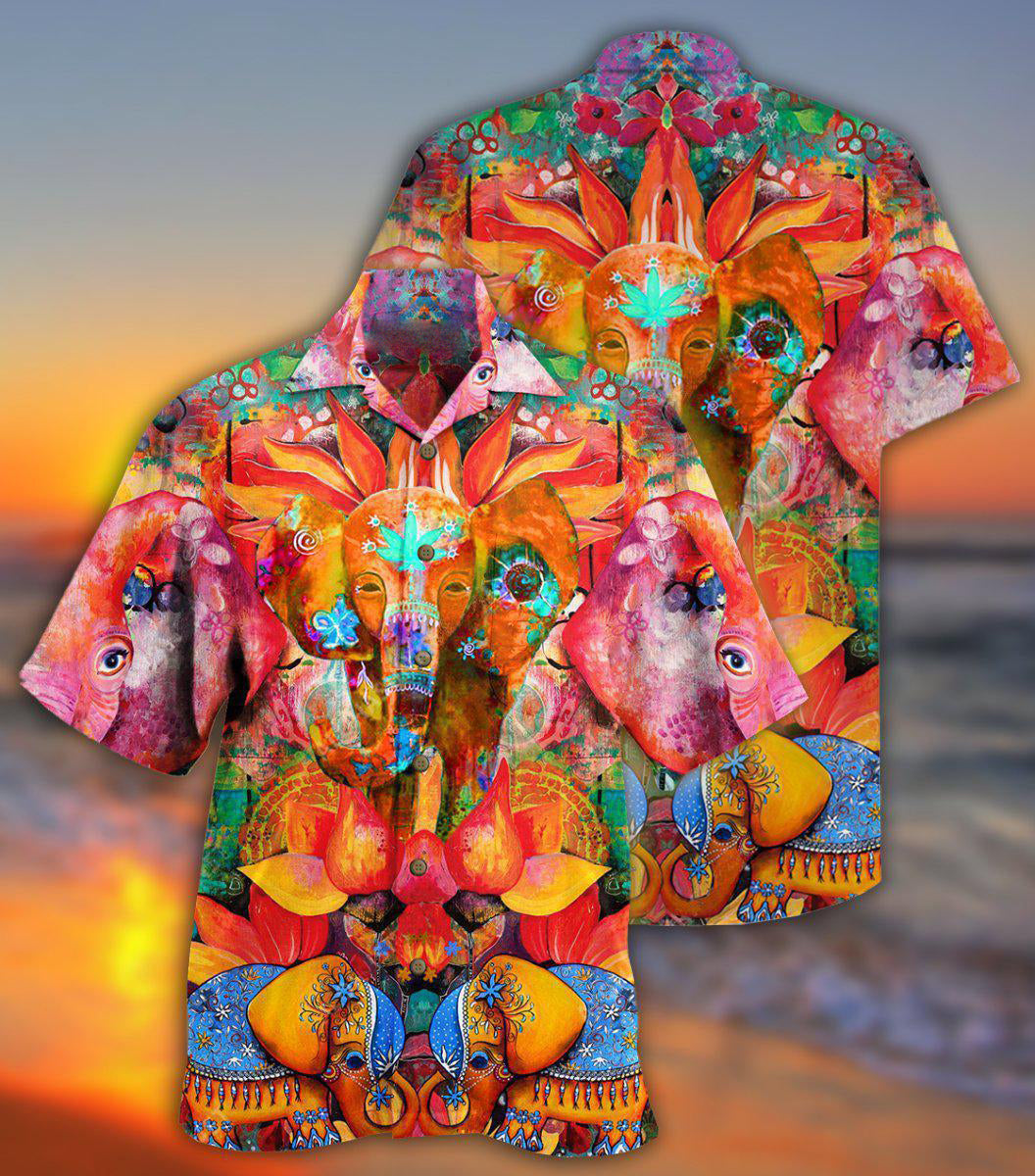 Hippie Elephant Amazing Vintage Style - Hawaiian Shirt