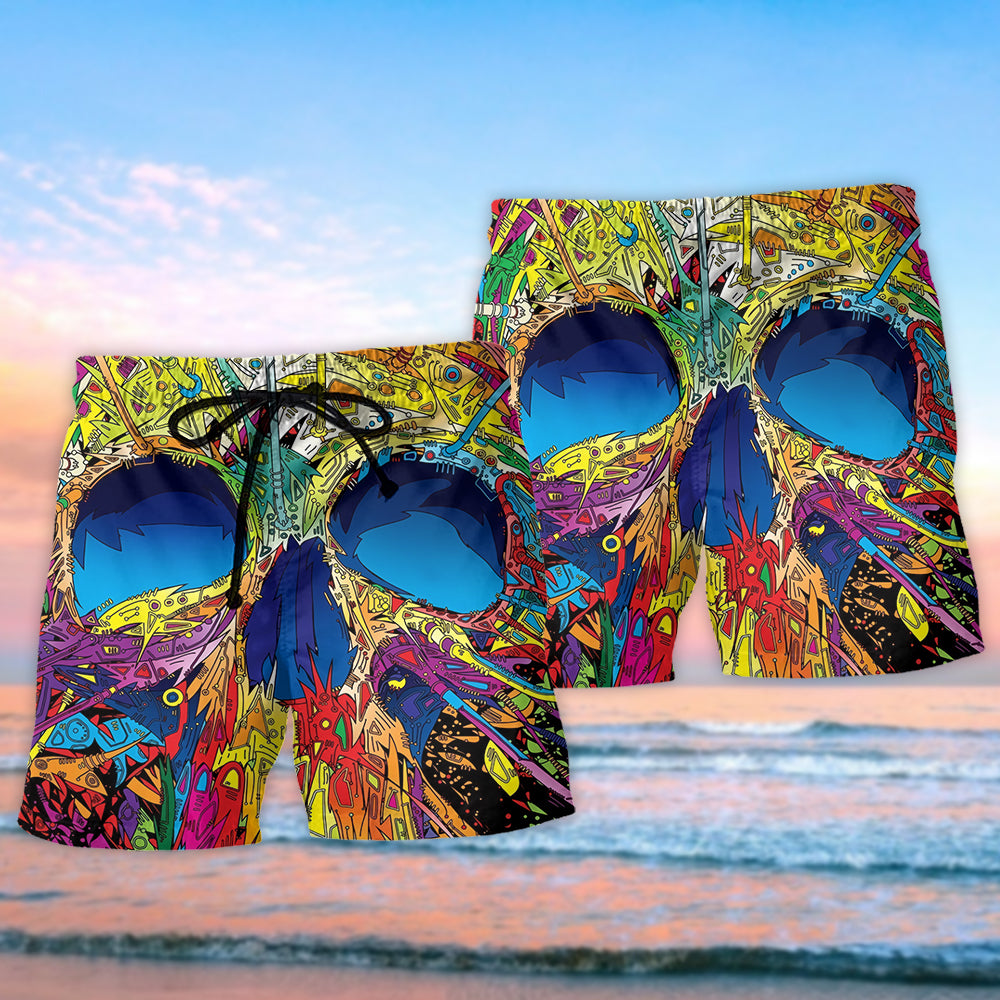 Colorful Skull Summer Vibe Art – Beach Short