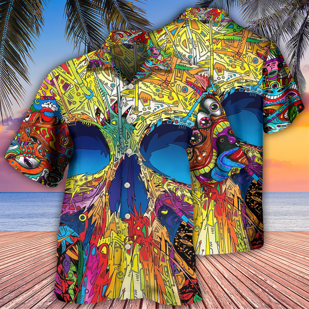 Colorful Summer Skull Art - Hawaiian Shirt