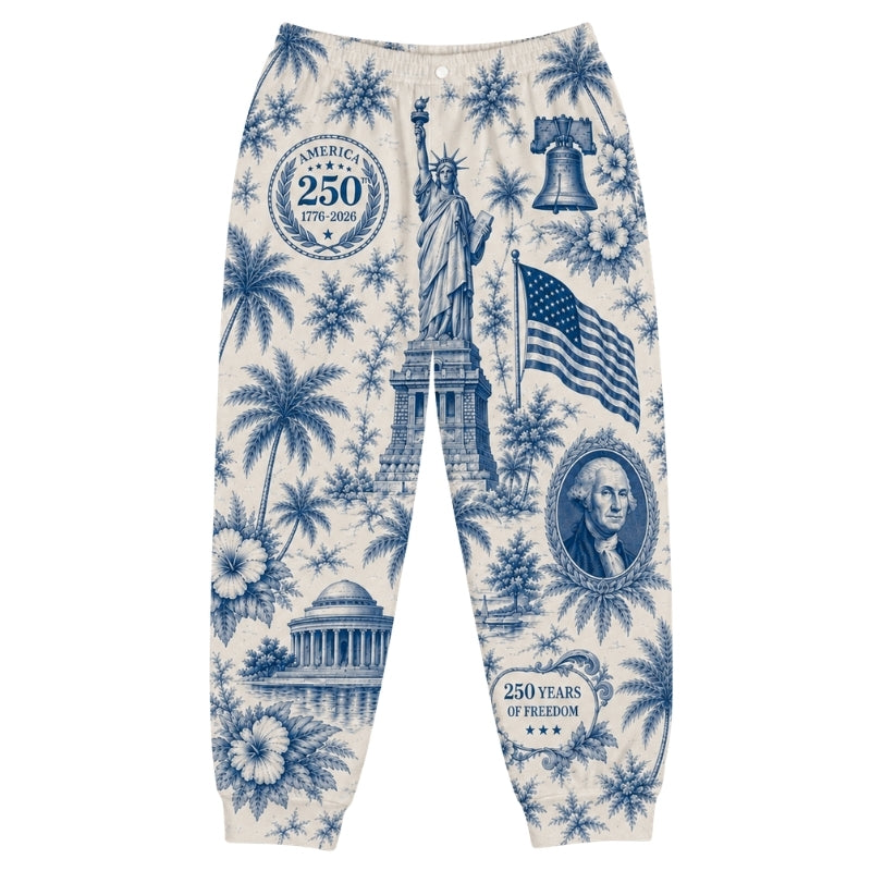 America 250th Anniversary Pajamas Short Sleeve - Blue Liberty Palm