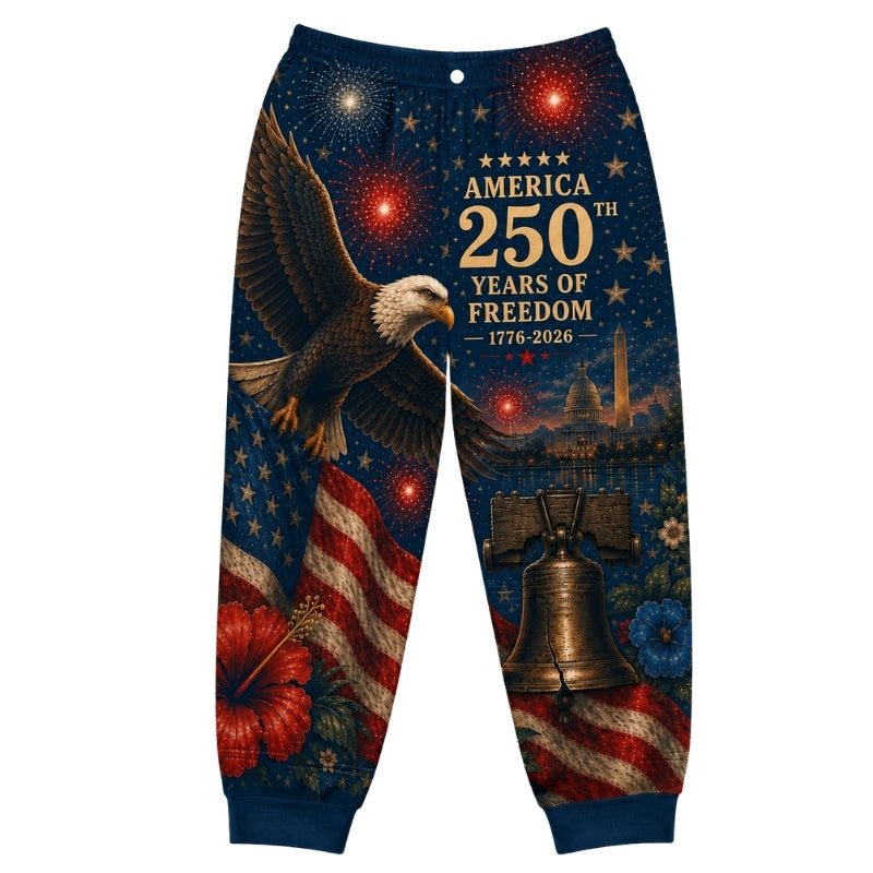America 250th Anniversary Pajamas Short Sleeve - Firework Eagle Bell