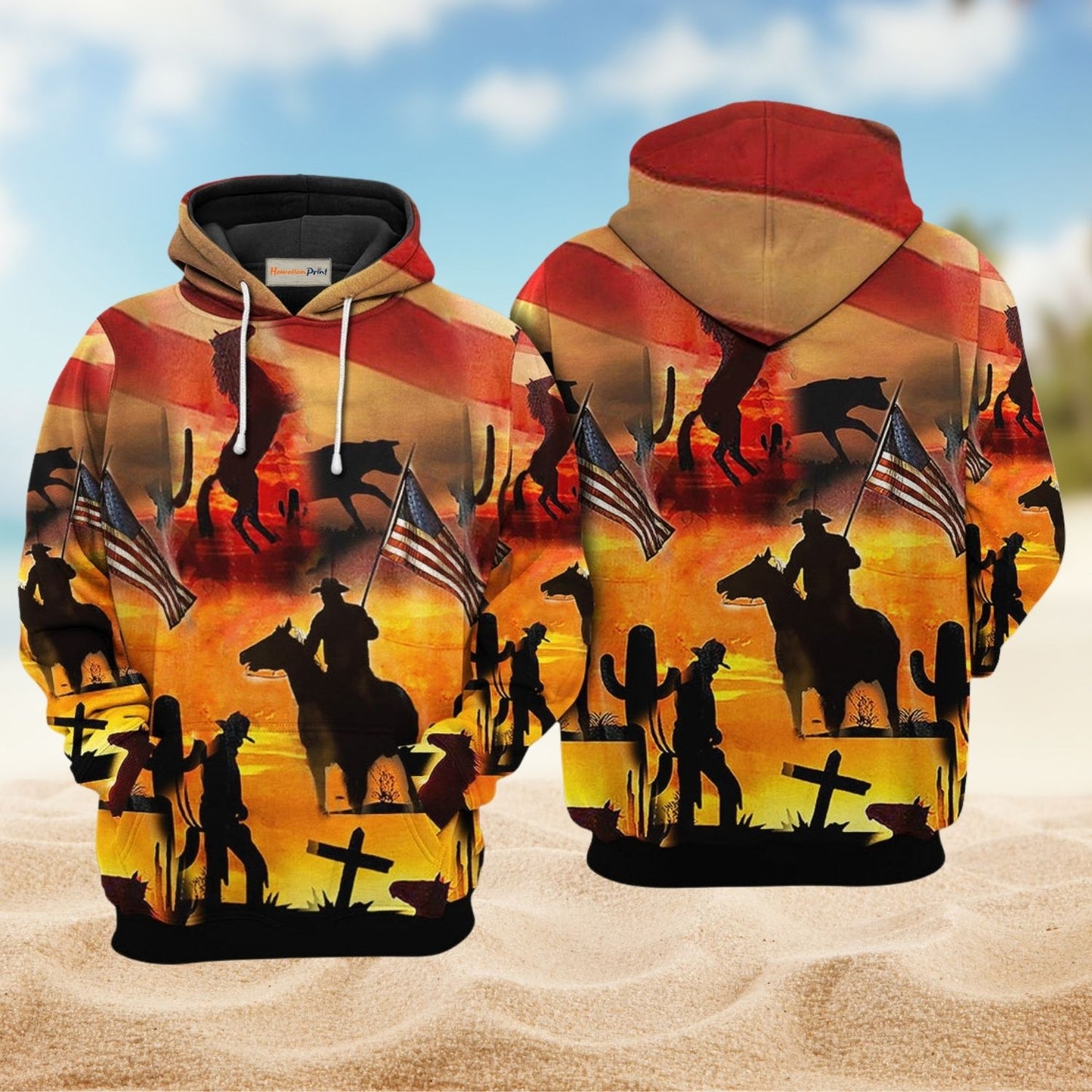America Cowboy Sunset Horse Style - 3D Hoodie