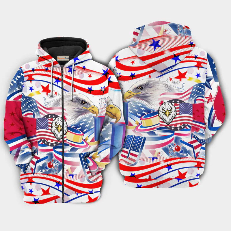 America Eagle Patriotic Art – 3D Hoodie