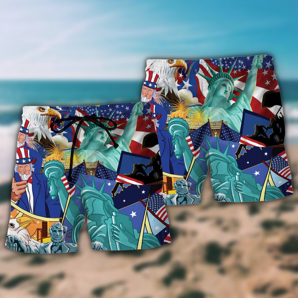 American Freedom Patriotism Quote Art – Beach Short