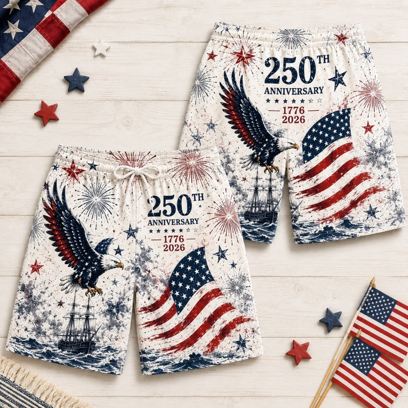 America 250th Anniversary Beach Short - Classic Eagle Design