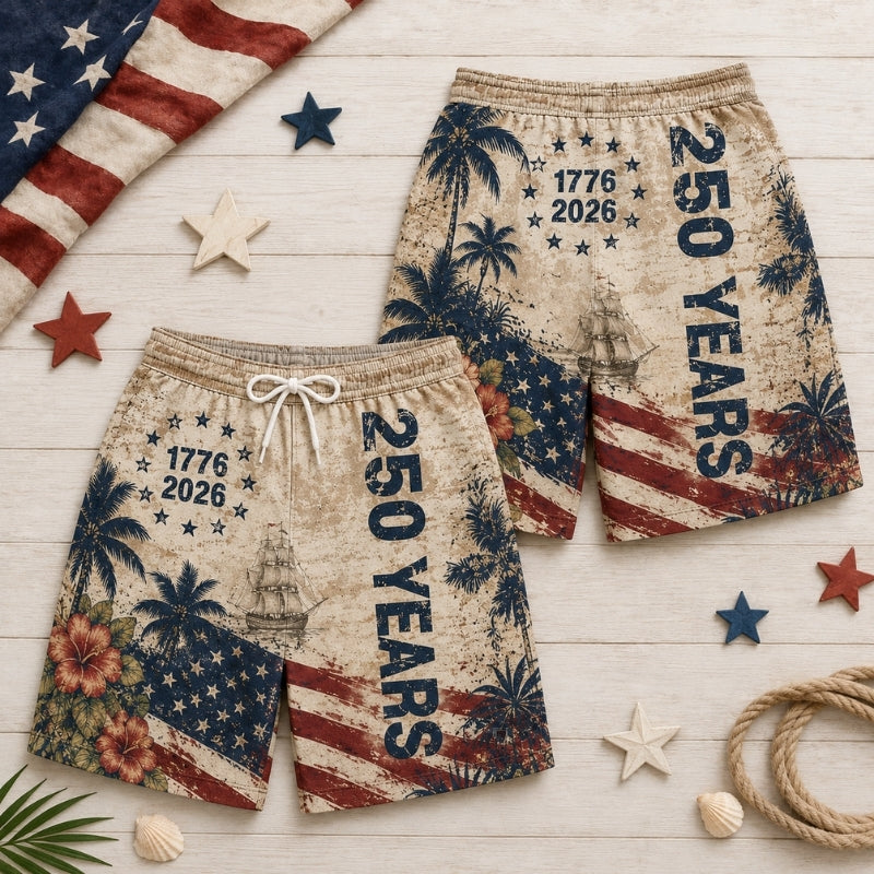 America 250th Anniversary Beach Short - Vintage Island Swim