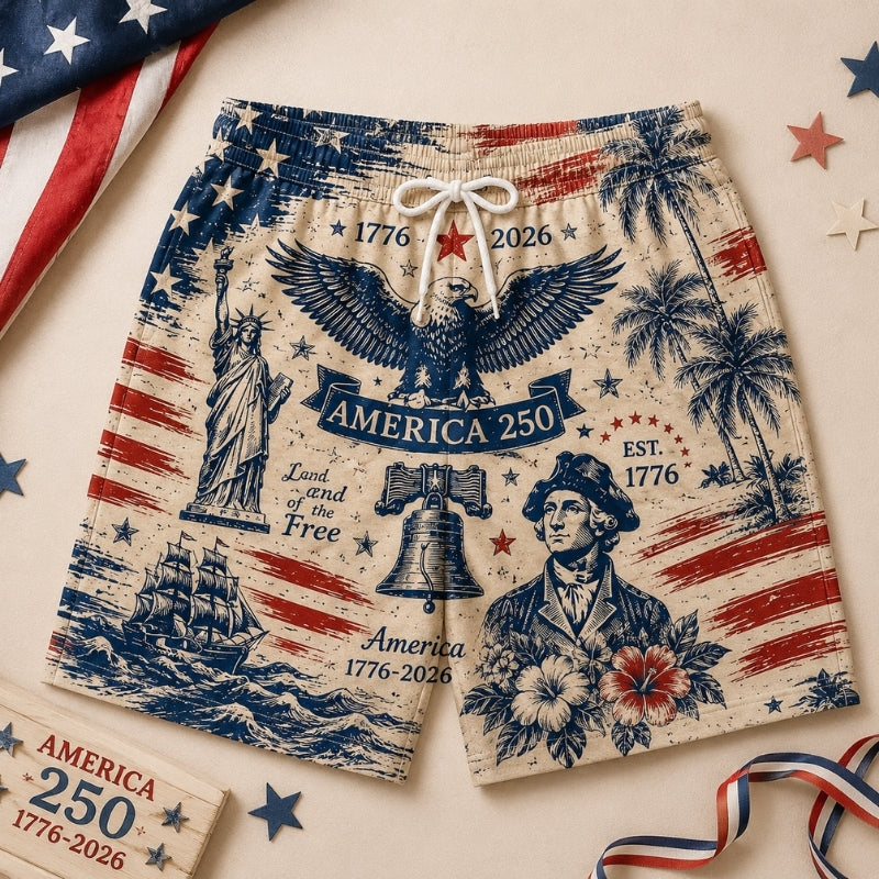 America 250th Anniversary Beach Short - Vintage Liberty Swim
