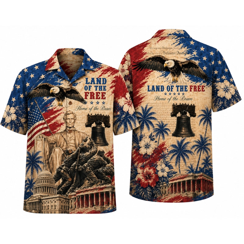 America 250th Anniversary Celebration Button Hawaiian Shirt