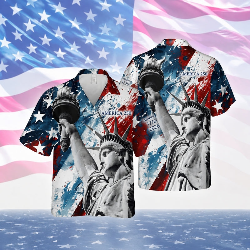 America 250th Anniversary Liberty Patriot Hawaiian Shirt