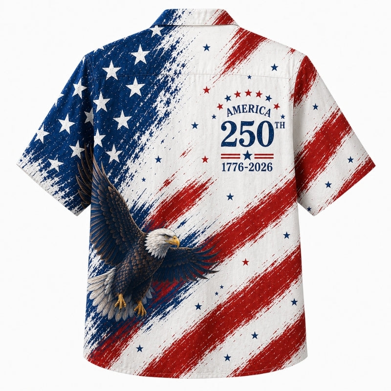 America 250th Brush Flag Hawaiian Shirt