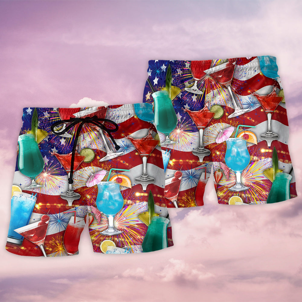 Cocktail Independence Day American Celebration - Beach Short - Owls Matrix LTD