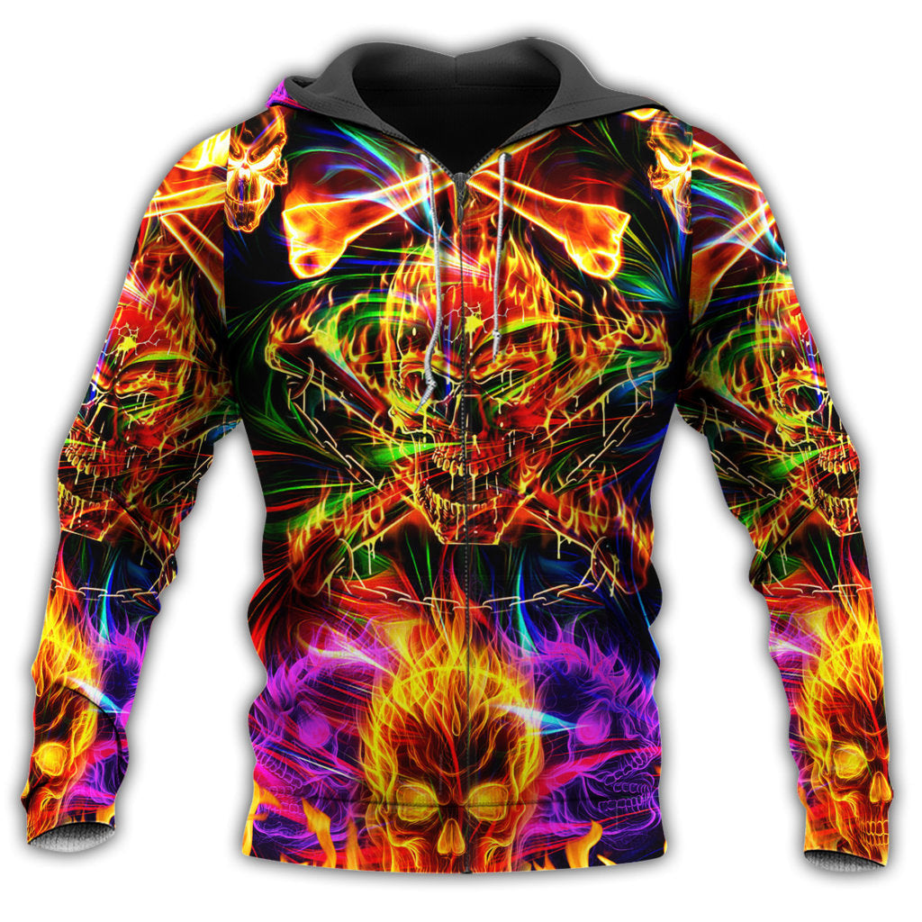 Angry Fire Skull Art - 3D Hoodie