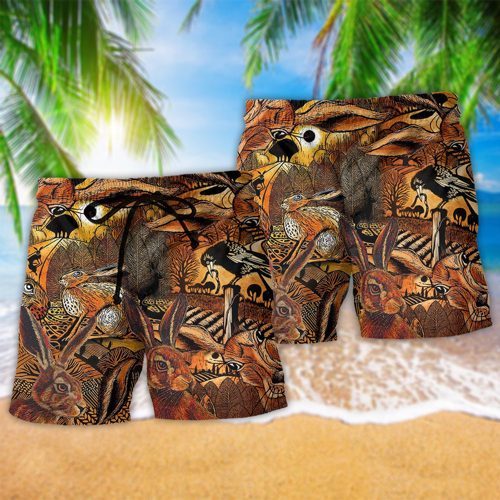 Spooky Hares In The Field Fantasy – Beach Short