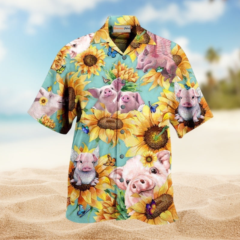 Animals Amazing Pig Loves Sunflowers Limited Edition – Hawaiian Shirt