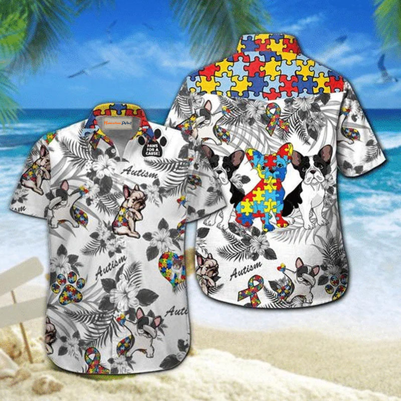 Autism Awareness French Bulldog Paw Art - Hawaiian Shirt