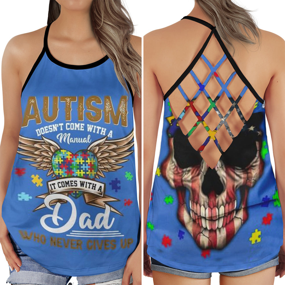 Autism Dad Never Give Up Heart – Hollow Tank Top