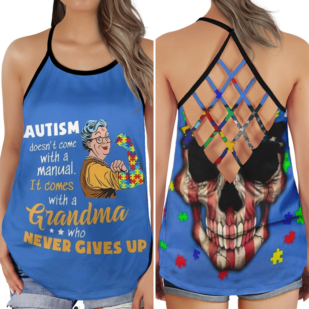 Autism Grandma Never Gives Up – Hollow Tank Top