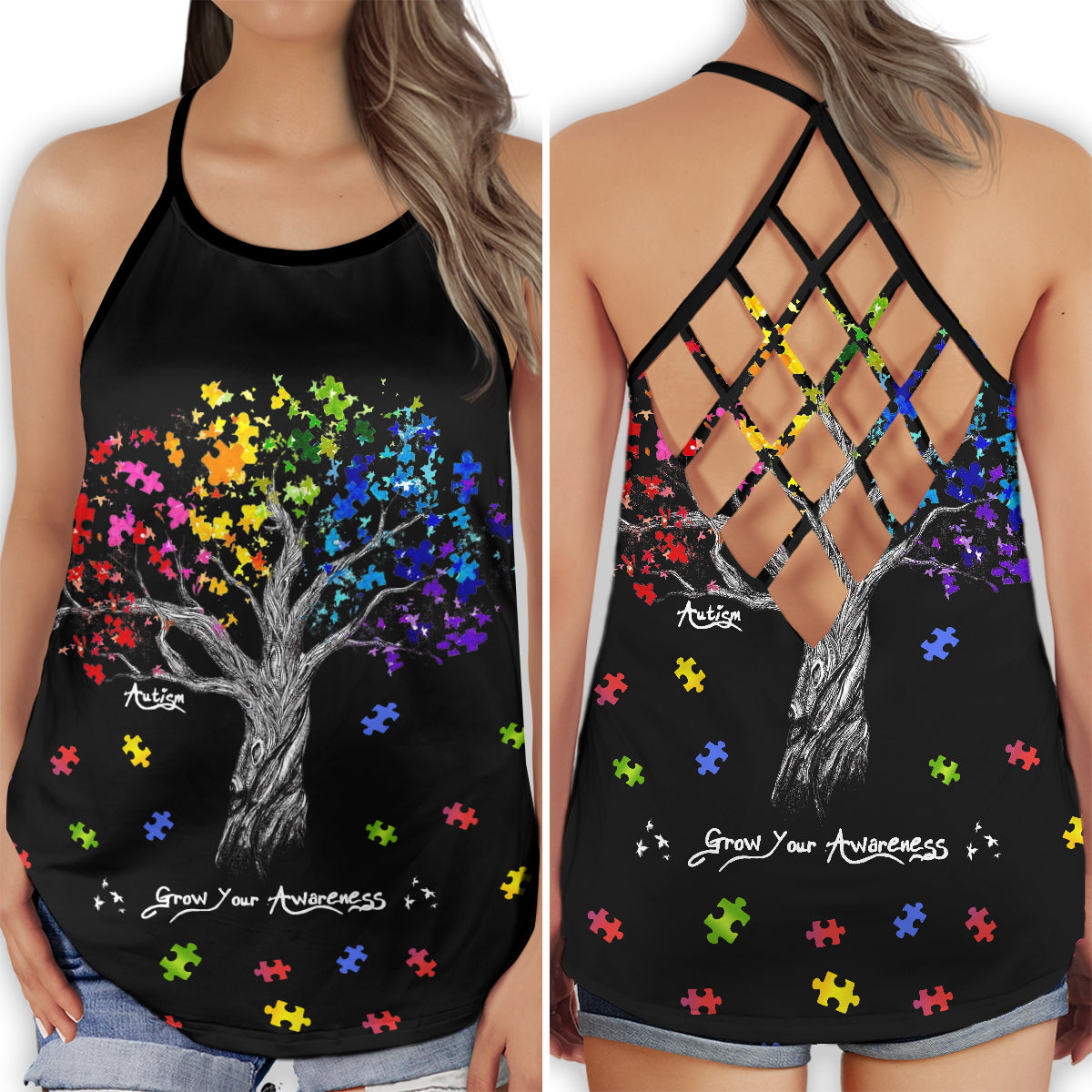 Autism Awareness Grow Understanding - Hollow Tank Top