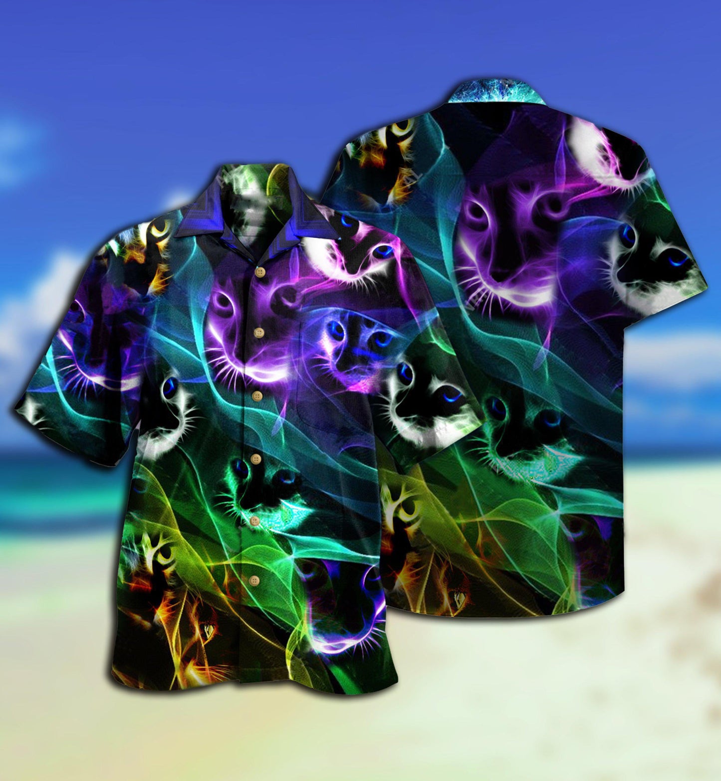 Awesome Neon Flash Cat Style - Hawaiian Shirt