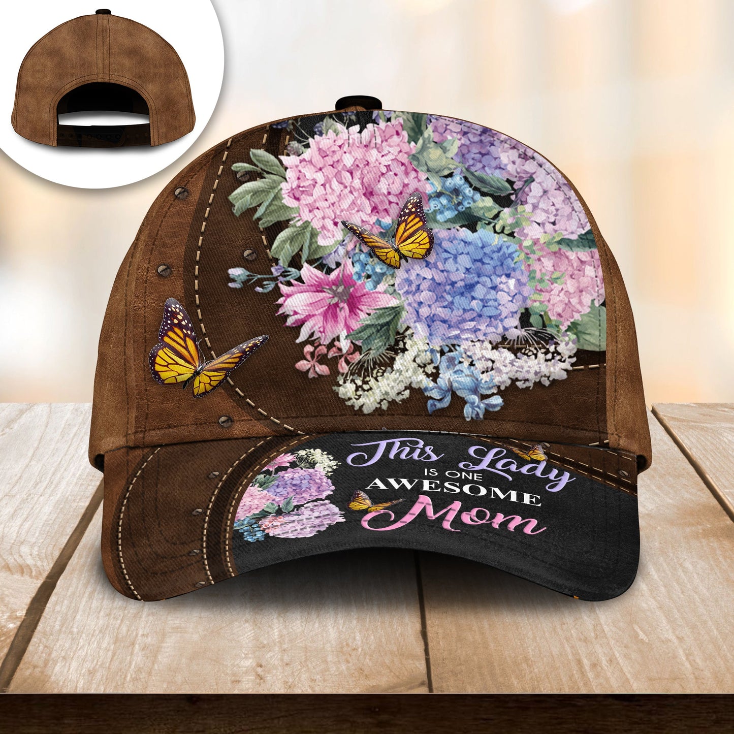 Awesome Mom Floral Butterfly – Classic Cap