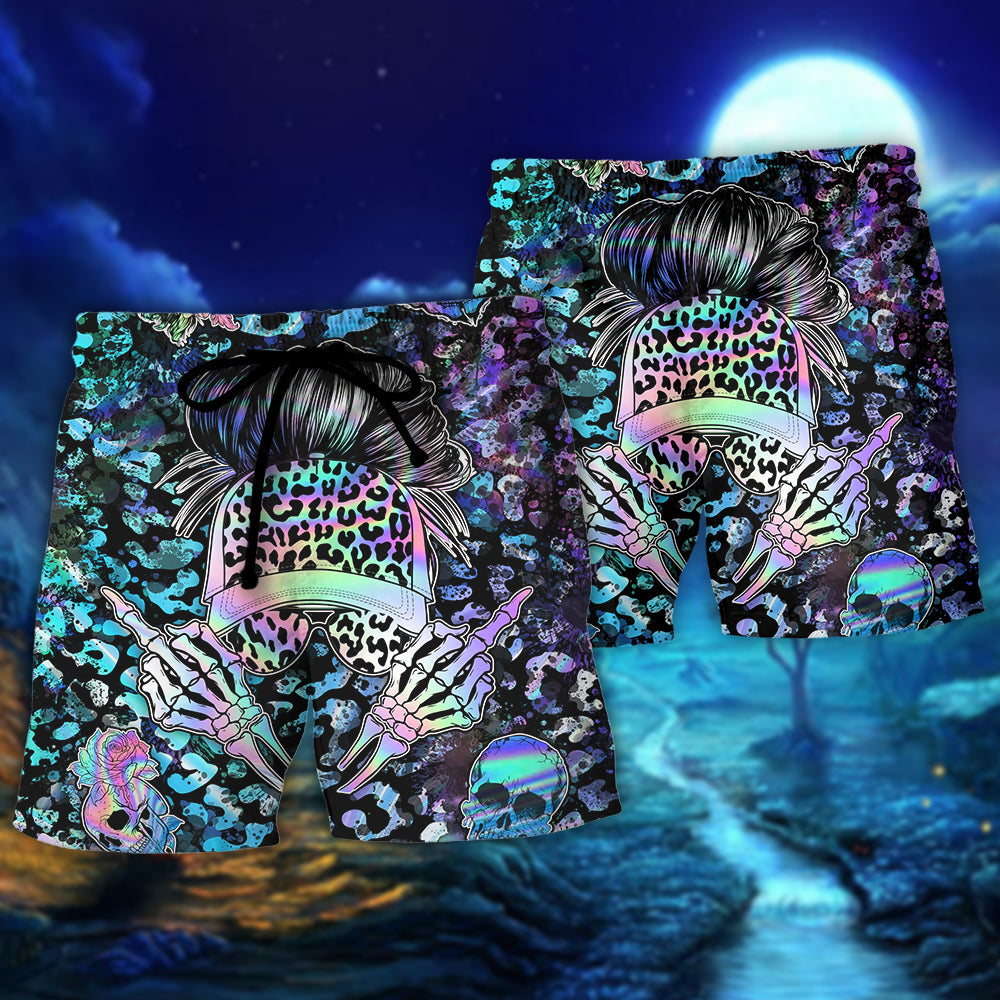 Skull Confidence Message About Being The Wrong One To Mess With – Beach Short