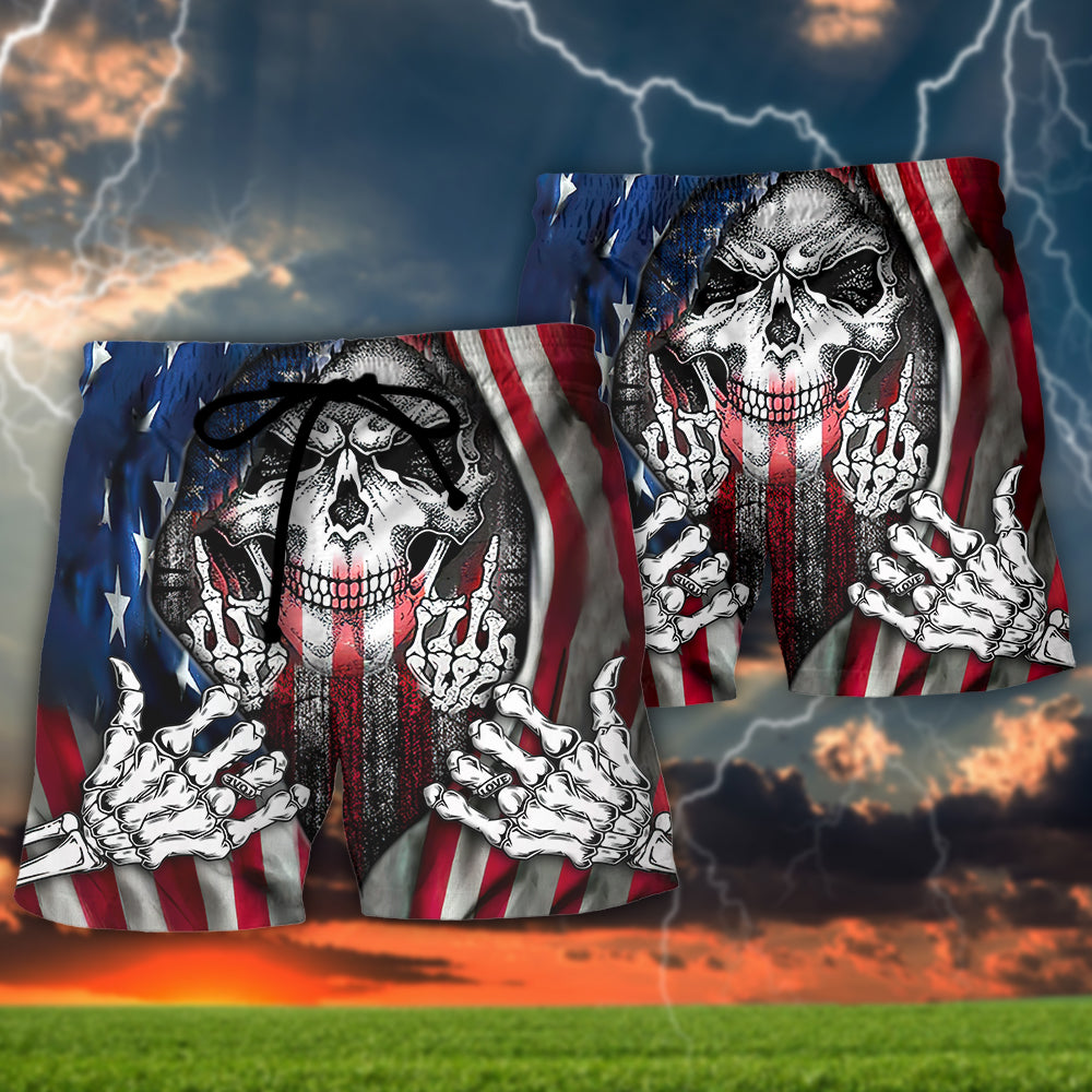 Skull Broken Patience Graphic With Strong Comeback Message – Beach Short